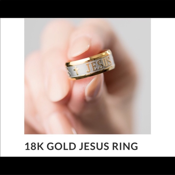 🆕Jesus Cross band 18k gold plated ring - Picture 1 of 2